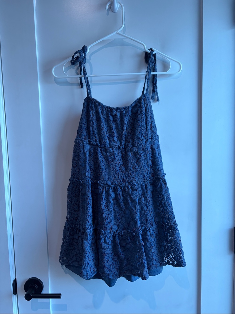 RSQ Navy Lace Tiered Sundress with Tie Straps